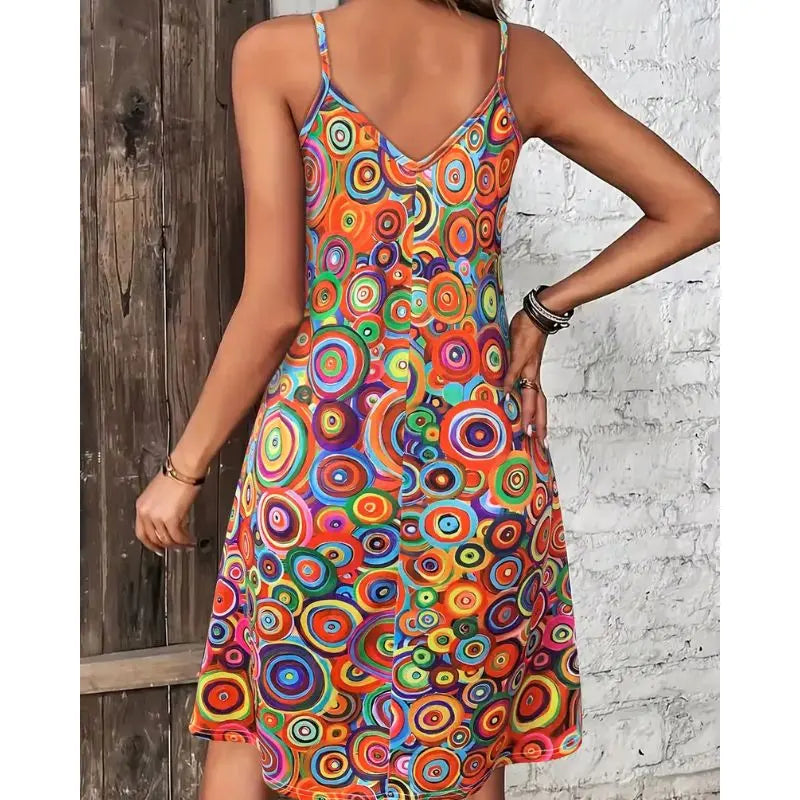 Robe Femme Boho Col en V D'été Casual Plage Mini Manche Courte NovaPlace