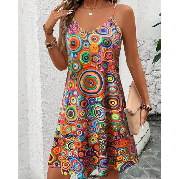 Robe Femme Boho Col en V D'été Casual Plage Mini Manche Courte NovaPlace