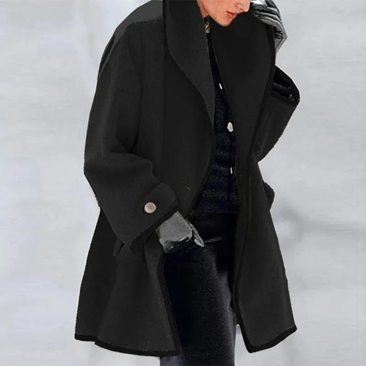 Manteau Long Mi-Saison Femme avec Revers Élégants NovaPlace