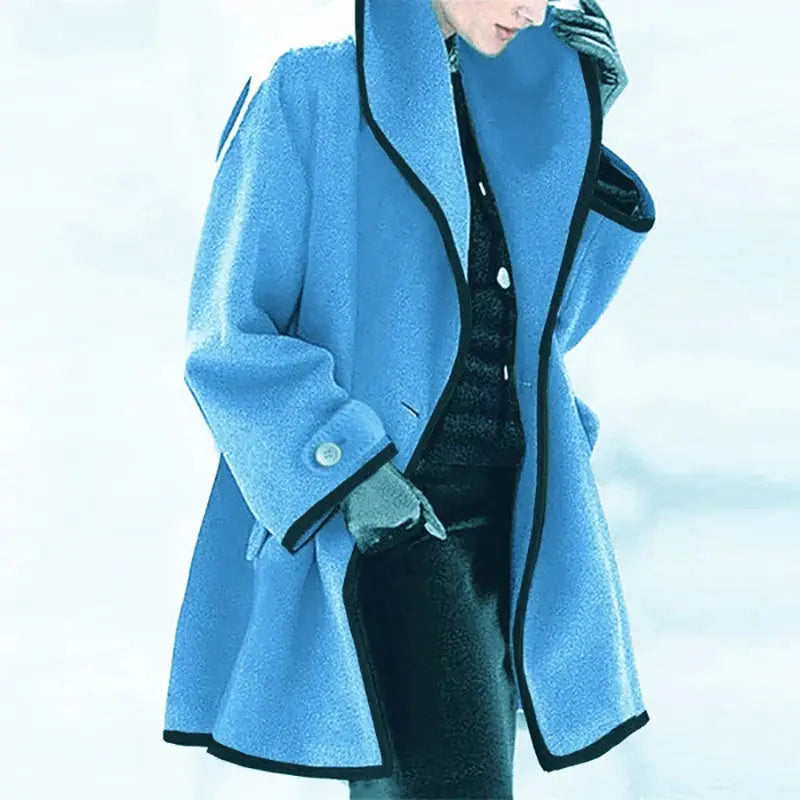 Manteau Long Mi-Saison Femme avec Revers Élégants NovaPlace