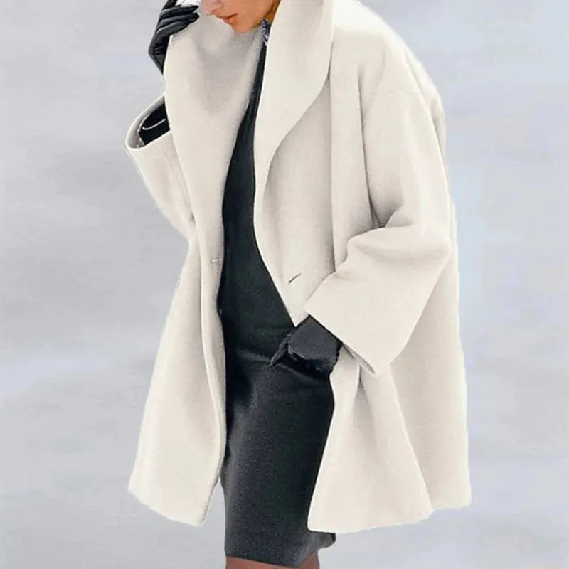 Manteau Long Mi-Saison Femme avec Revers Élégants NovaPlace