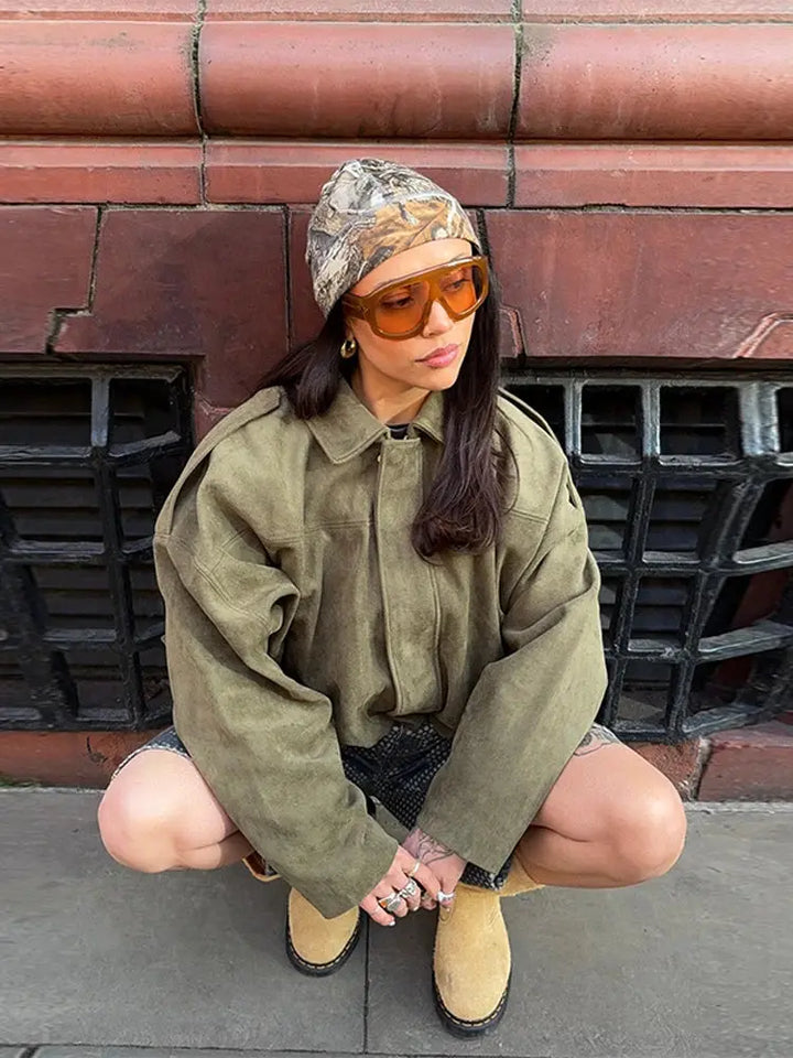 Veste, bomber, élégante en daim NovaPlace